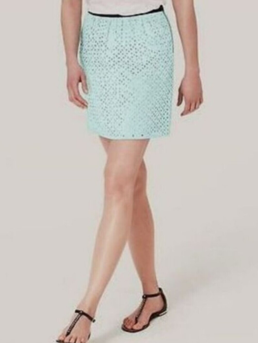 Ann Taylor Loft Petite Eyelet Side Zip Mini Skirt in Tiffany Aqua Blue 00P